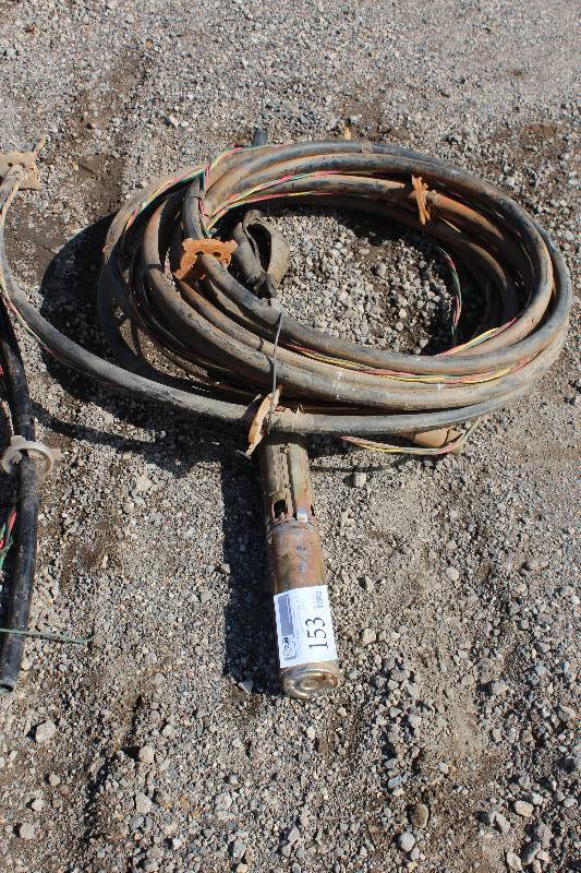 lot 153 image: 4in. Submersible Well Pump w Approximately 70ft. Hose And Wiring