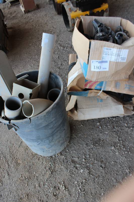 lot 180 image: Lot of (Approximately 850) Dayton Superior 4.25 Plastic Castle Chairs, PVC Pipe