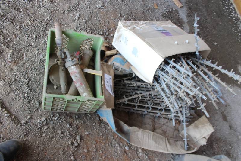 lot 187 image: Pile Lot of Rebar Chains, Strong Back Aztec Bolster, Basket of Scrap