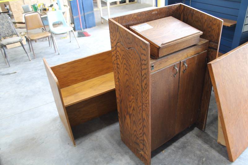 lot 257 image: Wood Bench, Wood Podium