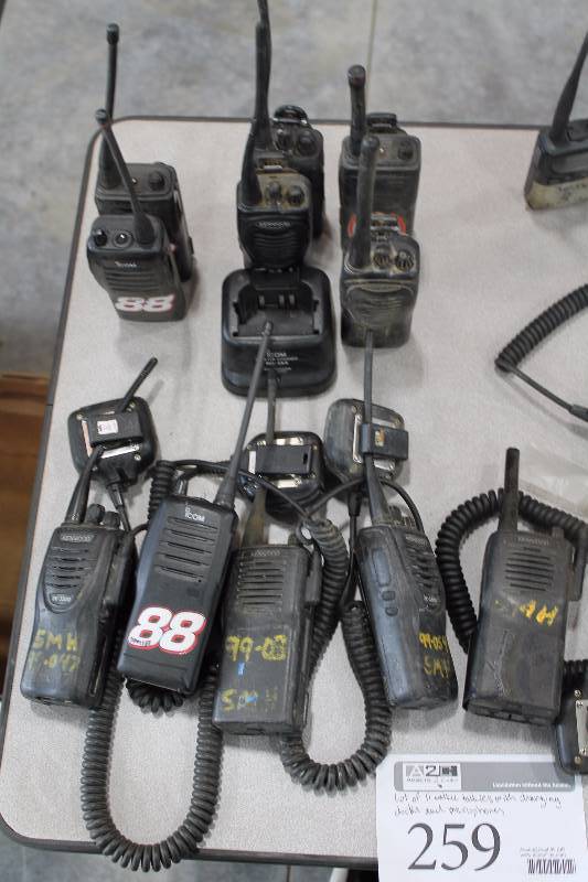 lot 259 image: Lot of (11) KENWOOD & ICOM 2-Way Radios Sets w Charging Bases, Microphones