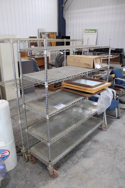 lot 226 image: Lot of (2) Rolling Metal Storage Racks