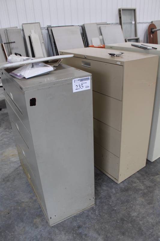 lot 235 image: Lot of (2) 4-Drawer Metal Lateral File Cabinets
