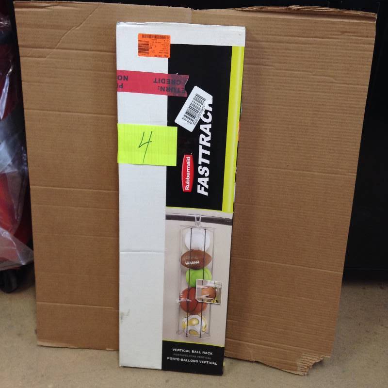 lot 4 image: Rubbermaid FastTrack Garage Vertical Ball Rack Never used