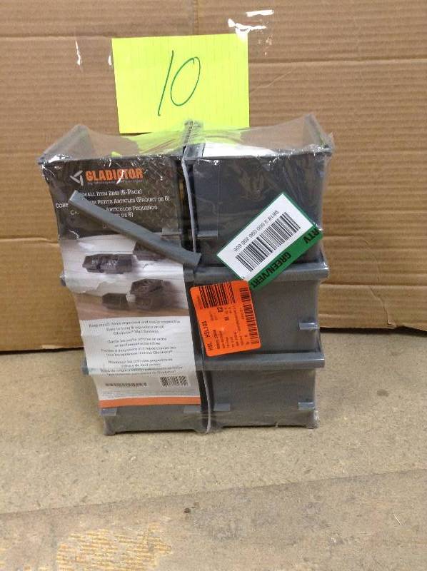 lot 10 image: Gladiator Garage Storage Small Item Bins for GearTrack or GearWall (6-pack) Never used