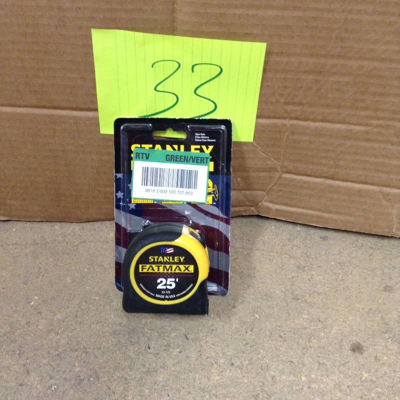 lot 33 image: Never used Stanley FatMax 25 ft. Tape Measure