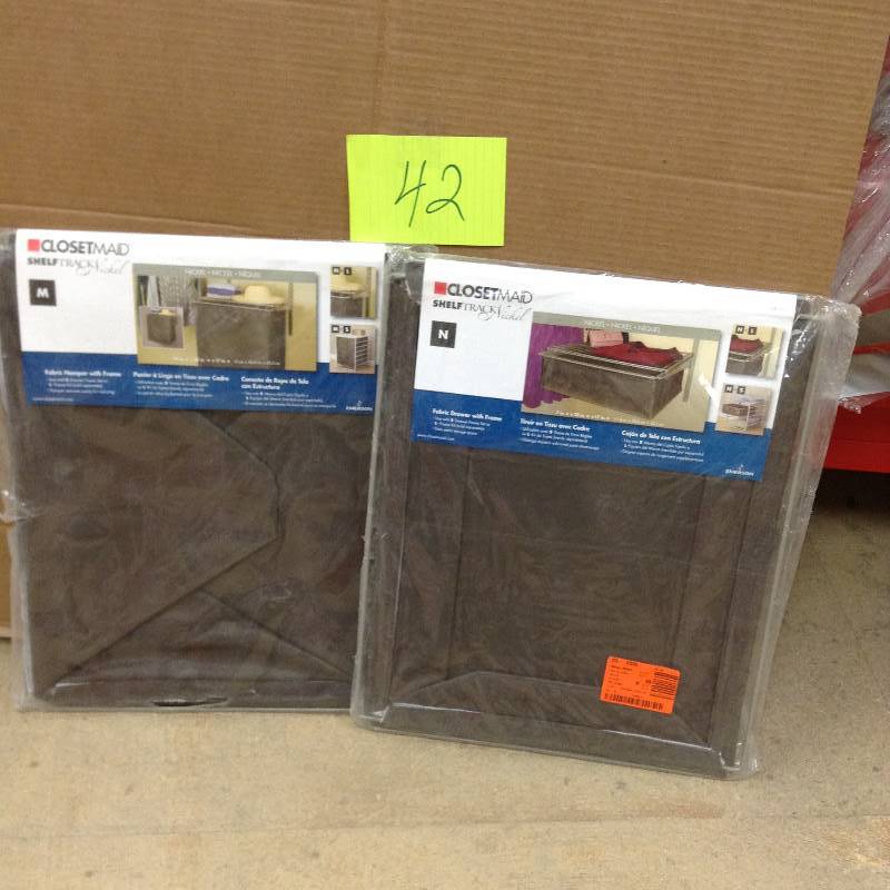 lot 42 image: Never used Total of 2 ClosetMaid ShelfTrack 7 in. H Canteen Fabric Drawer with Frame