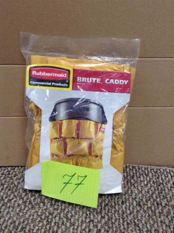 lot 77 image: never used Rubbermaid Commercial 1913171 Caddy Bag Container Brute