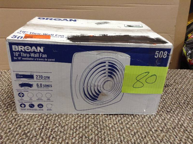 lot 80 image: never used Broan 270 CFM Through-the-Wall Exhaust Fan