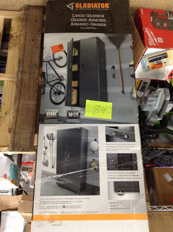 lot 84 image: MSRP $209 never used Gladiator Ready-to-Assemble 72 in. H x 36 in. W x 18 in. D Steel Freestanding Garage Cabinet in Hammered Granite