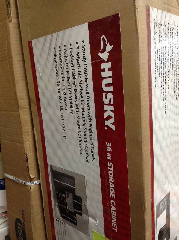 lot 90 image: MSRP $289 never used Husky 72 in. H x 36 in. W x 18 in. D Steel Tall Garage Cabinet