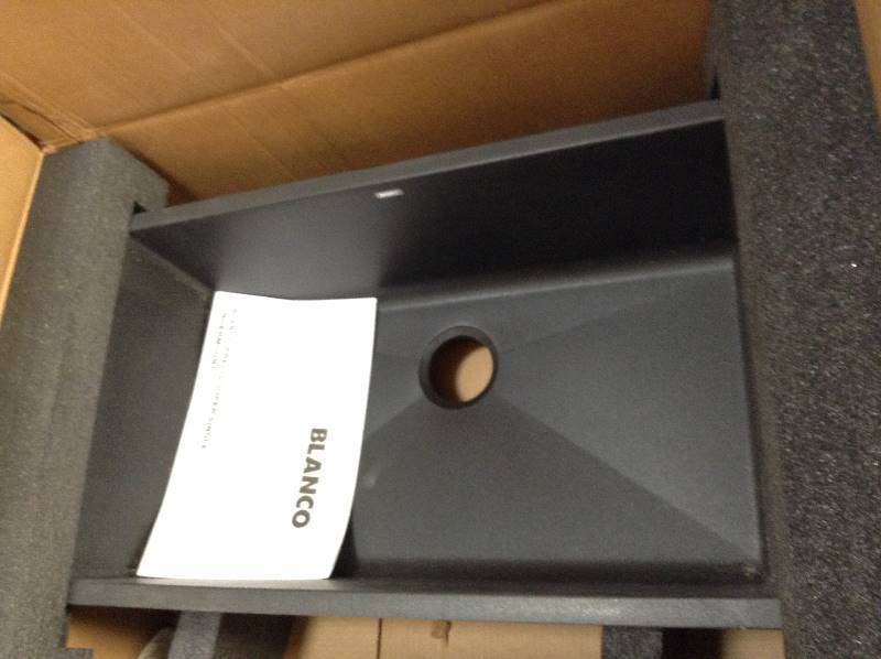 lot 102 image: MSRP $342 never used Blanco Precis Undermount Granite 32 in. 0-Hole Single Basin Kitchen Sink in Anthracite