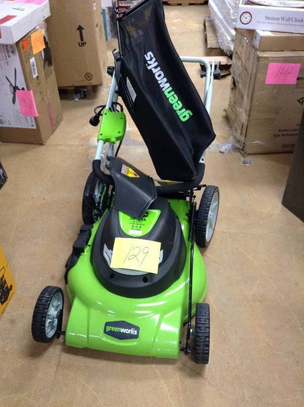 lot 129 image: never used Greenworks 25022 12 Amp 20 3-In-1 Electric Lawn