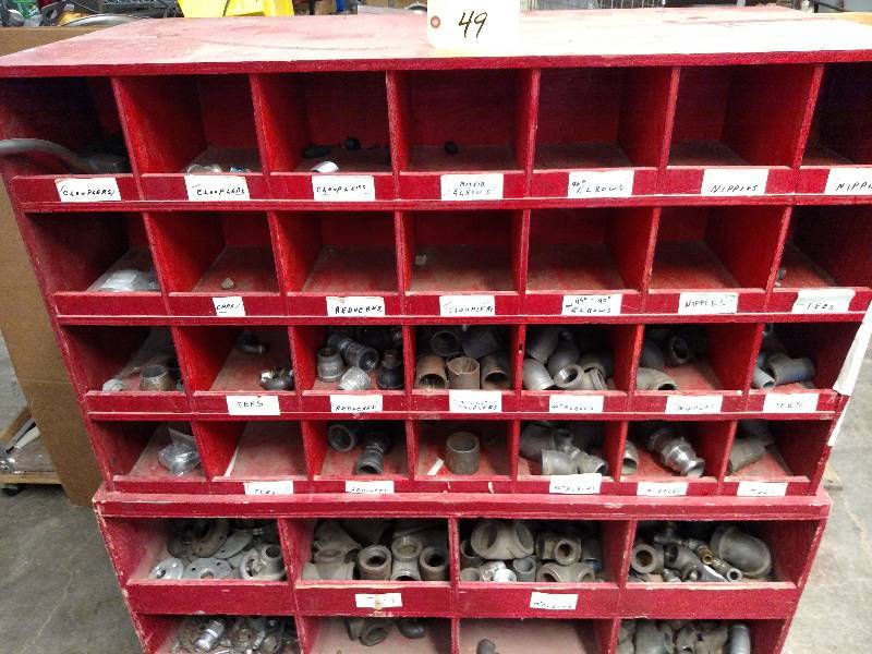 lot 49 image: Rolling Parts Bin with Asstd Pipe ...
