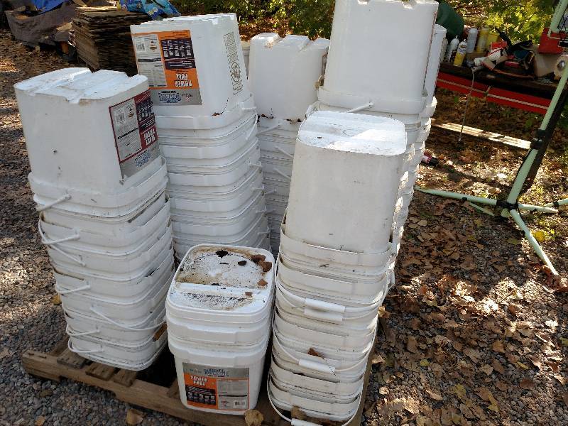 lot 205 image: (50) 5 Gallon Pails & Most Have Li...