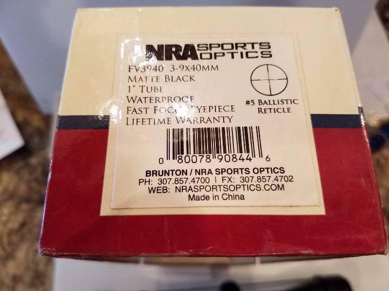 lot 34 image: NRA 3-9 X 40 mm Scope (New)