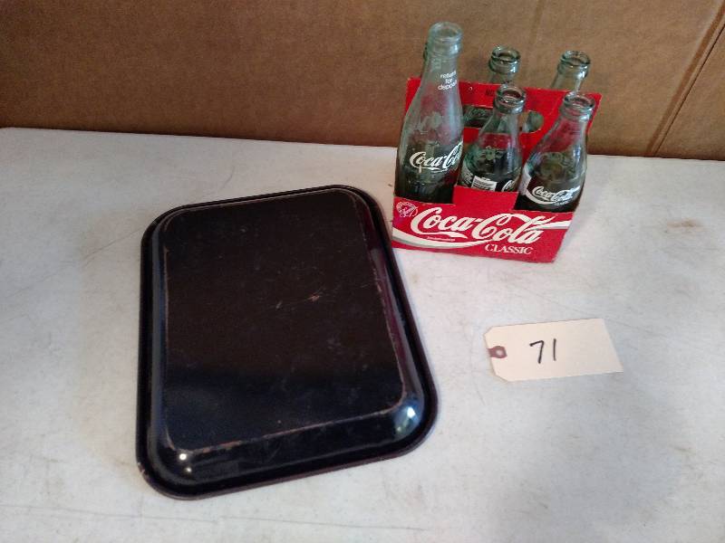 lot 71 image: Coke Tray & Coke Bottles with Carri...