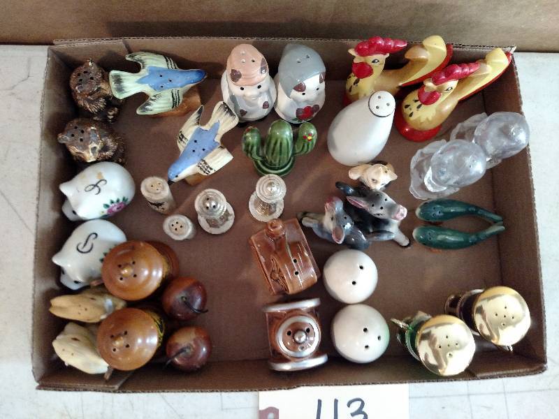 lot 113 image: Asstd Salt & Pepper Shakers...