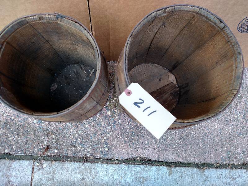 lot 211 image: (2) Wooden Drums...