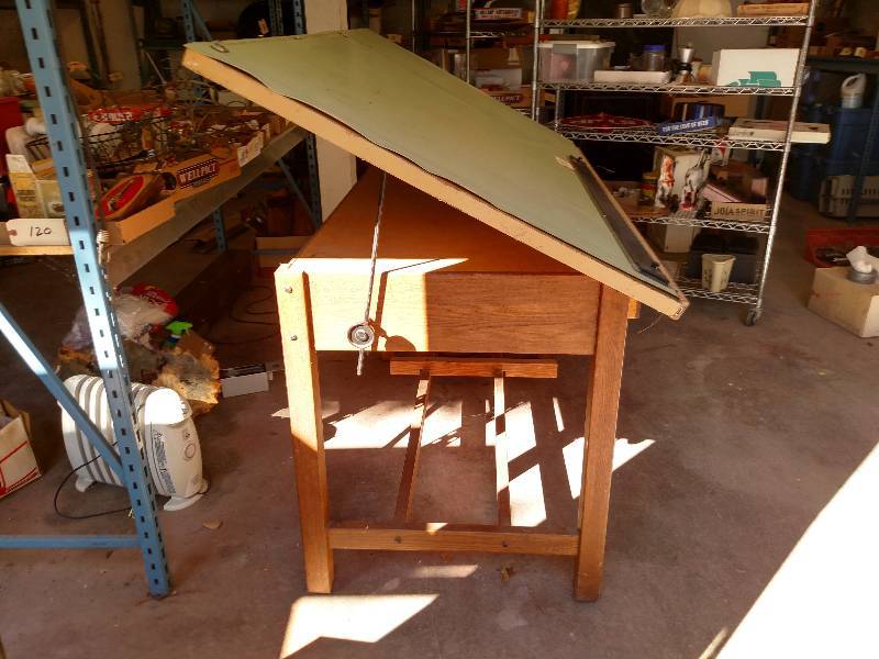 lot 312 image: Drafting Table, Oak Frame...