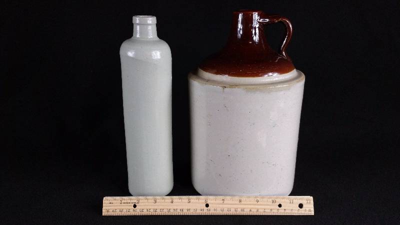 Antique Whiskey Jug & Bottle Stamped New York