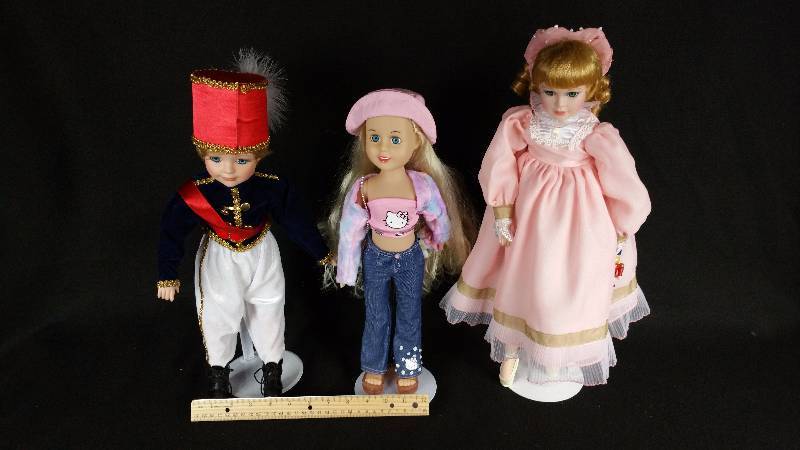 (3) Dolls, TBKI Hello Kitty, Etc