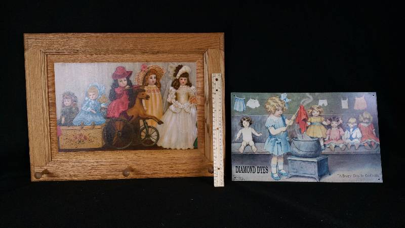 Solid Oak Doll Coat Hanger & Metal Doll Sign