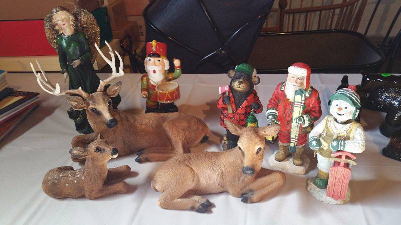 Group of Christmas Bobbleheads, Deer, Angel, Etc.