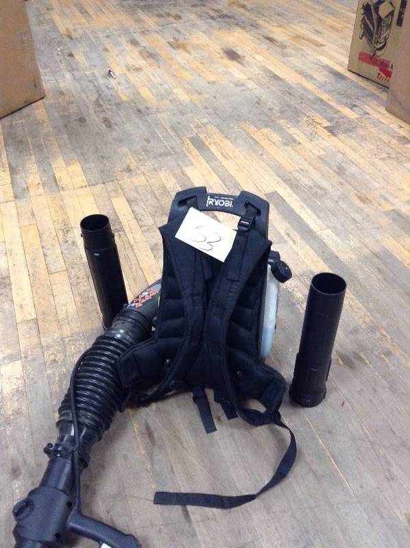 lot 53 image: Ryobi 185 MPH 510 CFM Gas Backpack Leaf Blower in working conditions