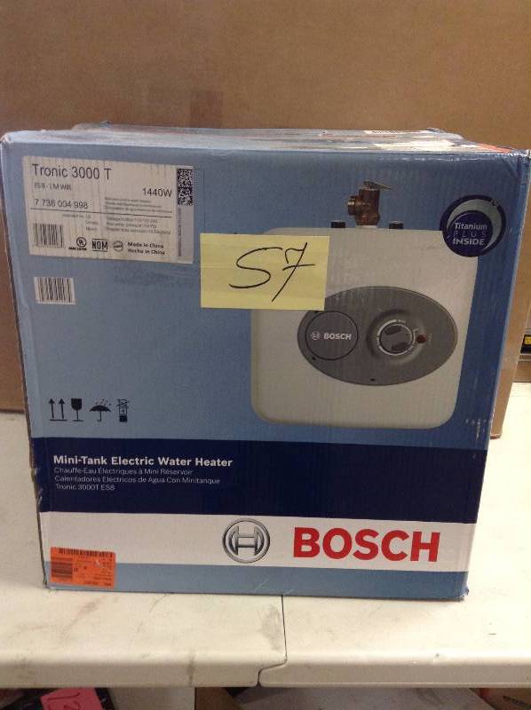 lot 57 image: Bosch 7 Gal. 2-Year Electric Point-of-Use Water Heater open box never  used