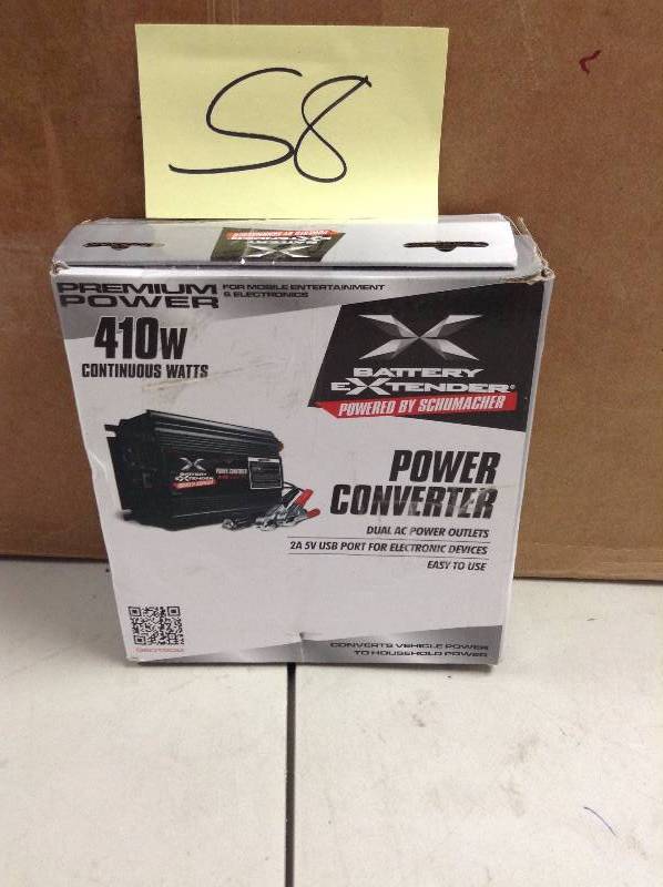 lot 58 image: Battery Extender 12Volt 410 Watt Power Converter vehicle to household power