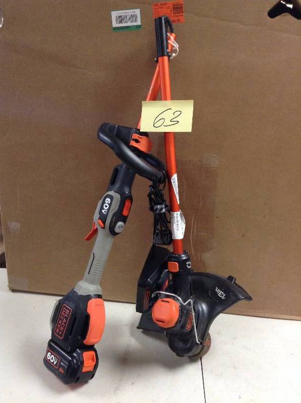 lot 63 image: BLACKDECKER 13 in. 60-Volt MAX Lithium-Ion Cordless 2-in-1 String Grass TrimmerLawn Edger with 1.5Ah Battery and Charger Included in working conditions
