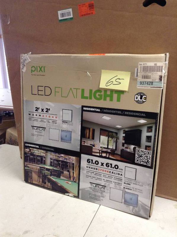 lot 65 image: Pixi LED Ceiling Light Fixture  2x2 Dimmable 2700K Flat Light Luminaire Thinopen box never  used