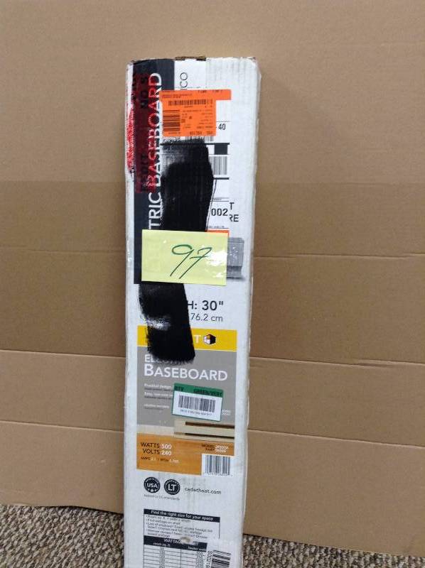 lot 97 image: Cadet 30 in. 500-Watt 240-Volt Electric Baseboard Heater in Almond never used MSRP $170