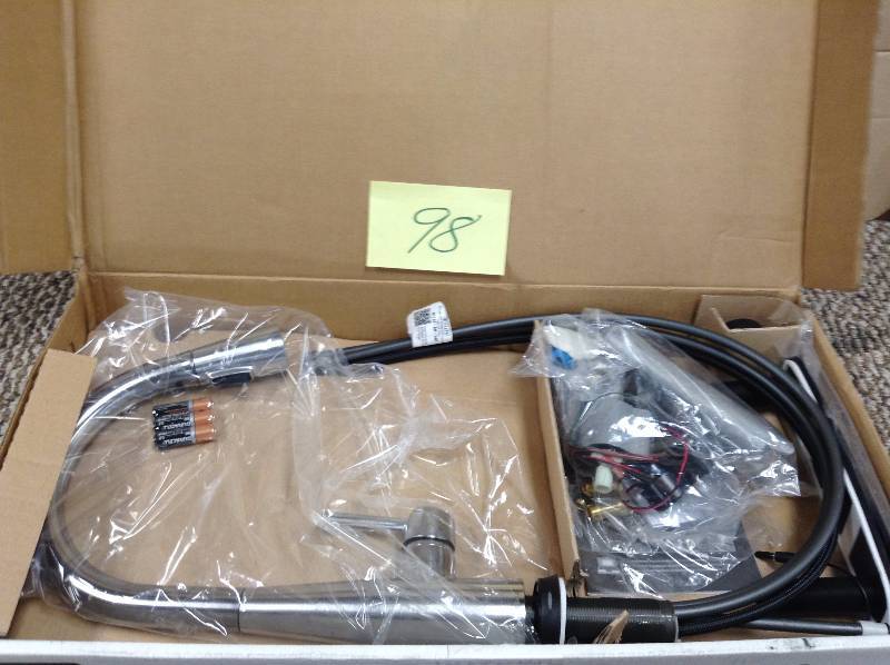 lot 98 image: Delta Essa Touch2O Technology Single-Handle Pull-Down Sprayer Kitchen Faucet with MagnaTite Docking in Arctic Stainless MSRP $243 open box never used
