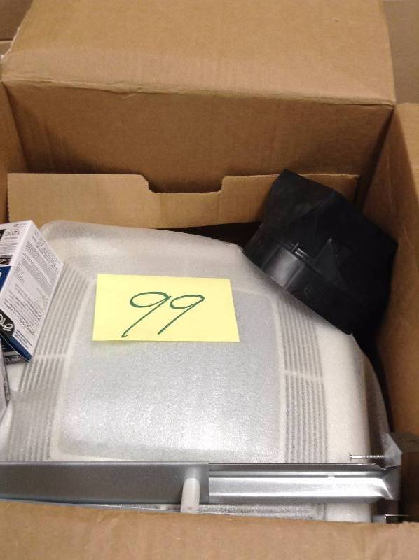 lot 99 image: Broan QTX Series Very Quiet 110 CFM Ceiling Exhaust Bath Fan with Light and Night-Light, ENERGY STAR Qualified MSRP $186 never used
