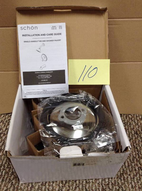 lot 110 image: Schon Jax Single-Handle 1-Spray Pressure Balance Tub and Shower Faucet in Polished Nickel never used