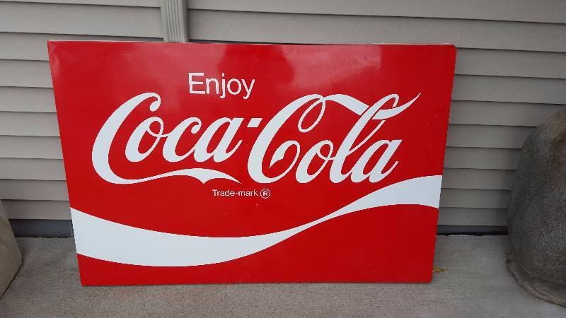 lot 1 image: Large Coca-Cola Enamel Sign