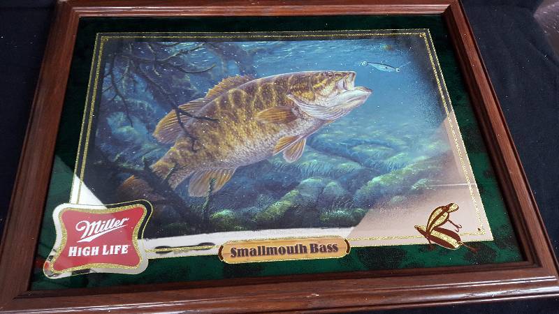 lot 13 image: Miller High Life Small Mouth Bass Bar Mirror