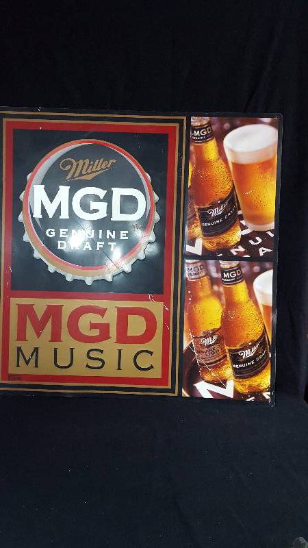 lot 48 image: Miller Genuine Draft Beer Embossed Metal Sign