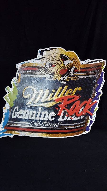 lot 49 image: Miller Genuine Draft Beer Embossed Metal Sign