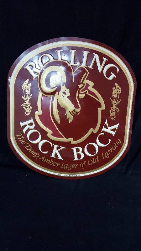 lot 56 image: Embossed Rolling Rock Bock Sign