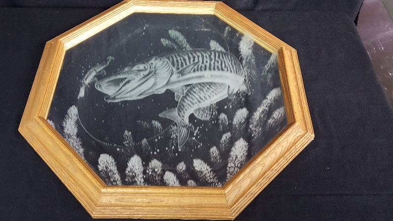 lot 88 image: Etched Muskie Mirror