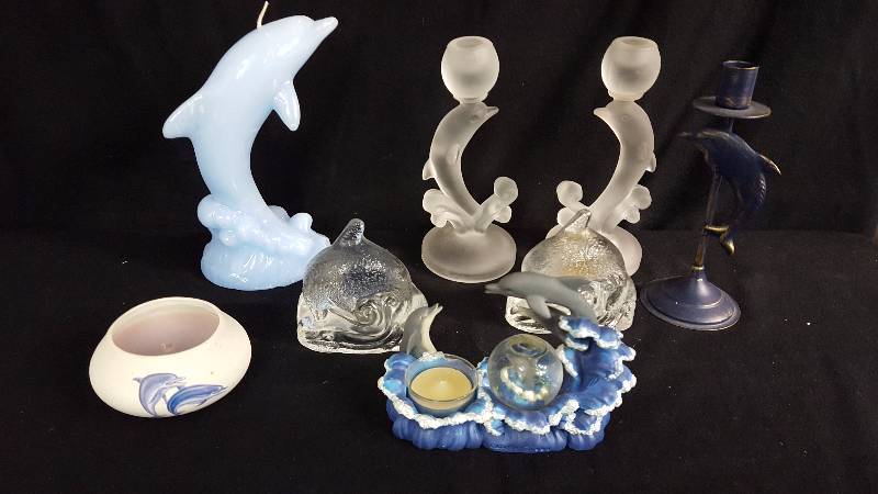 lot 162 image: Dolphin Candle Sticks