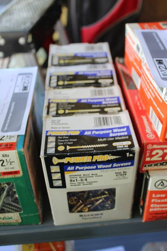 lot 108 image: Lot of (4) Boxes of Power Pro #8x1-34in. All Purpose Interior Wood Screws