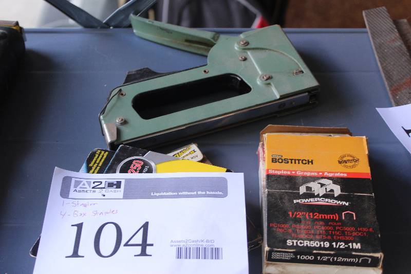 lot 104 image: Lot of (4) Stapler Includes 1-Stapler, 4-Boxes of Staples
