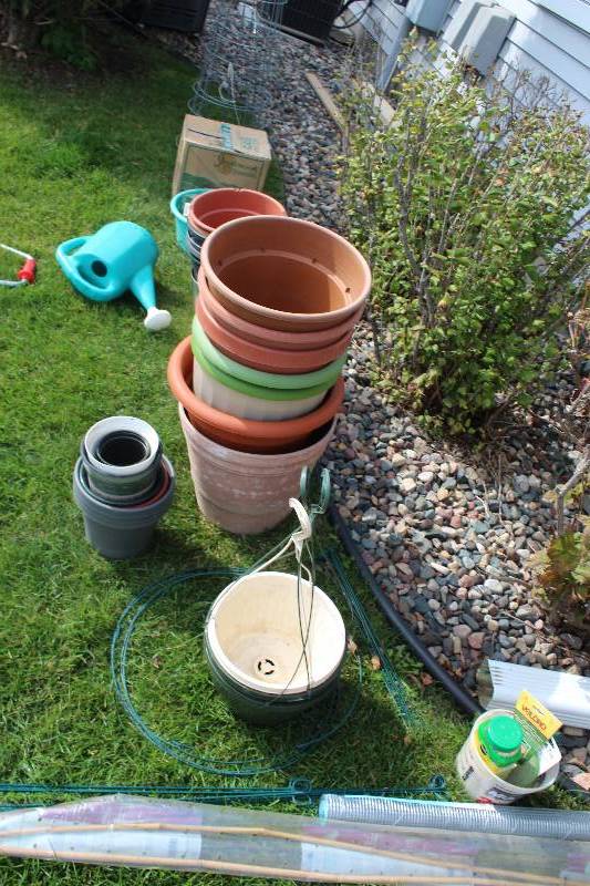 lot 151 image: Gardening Lot Includes Plant Pots, Lattice, Water Cans