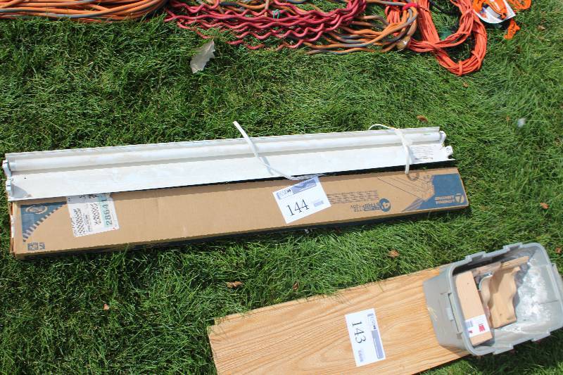 lot 144 image: Lot of (2) 4ft. 2-Lamp T12 120V Overhead Fluorescent Strip Shop Light