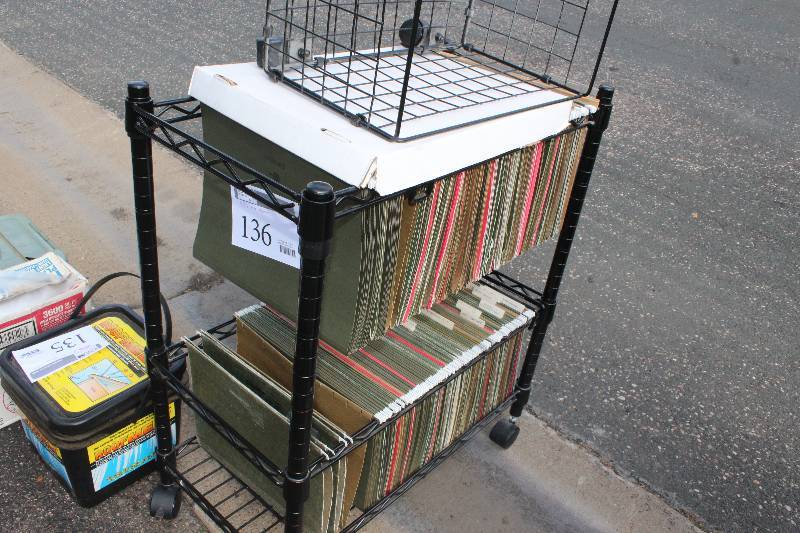 lot 136 image: 4-Wheel 2-Tier Office File Folder Cart