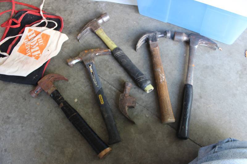 lot 169 image: Lot of (7) Hand Tools Includes 5-Hammers, 2-Apron